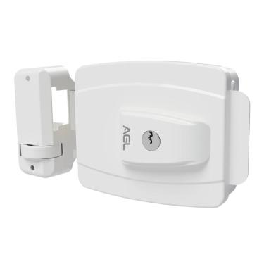 Imagem de Fechadura mini AGL ajust chave simples abert inter branco12V