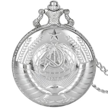 Imagem de Relógio De Bolso Com Corrente Antigo União Soviética Prata 