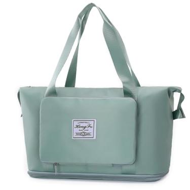 Imagem de TOKSHOP Bolsa Academia Feminina Expansível Impermeável Bolsa Mala de Mão para Viagem Treino Passeios (Verde)