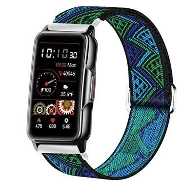 Imagem de Lamshaw Pulseira de relógio inteligente compatível com Mindrose, pulseira elástica ajustável compatível com relógio inteligente Mindrose H80 de 1,45 polegadas rastreador de atividades (planta)