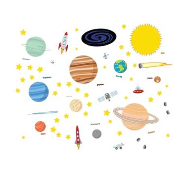 Imagem de Gadpiparty Adesivo de parede de planetas cosmos mural de papel de parede adesivo do planeta adesivo parede infantil adesivo de parede infantil decalque do quarto decoração do quarto espaço