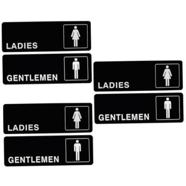 Imagem de LALAFINA 6 Peças Sinalização de banheiros masculino e feminino letreiros unissex para banheiros peça aqui sinais loja sinal personalizado etiqueta do banheiro placa de banheiro