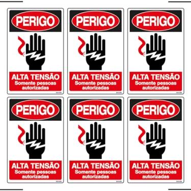 Imagem de Combo 6 Placas De Sinalização Perigo Alta Tensão Somente Pessoas Autorizadas 20x30 Ekomunike - S-217/3 F9e