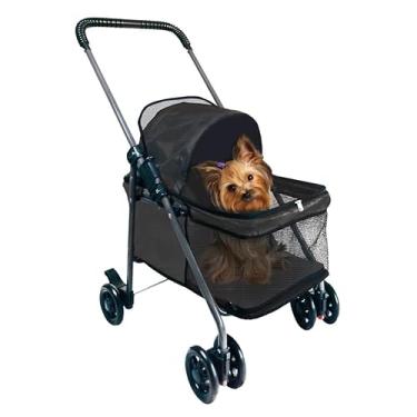 Imagem de Carrinho PET para Passeio Carro Para Transporte De Cães E Gatos/Cachorro Transporte De Animais Até 15Kg Cor preto