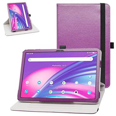 Imagem de Bige Capa giratória TCL Tab 10 5G, suporte rotativo de 360 graus com capa de padrão fofo para tablets TCL Tab 10 5G TCL-9183W de 10,1 polegadas (não serve para TCL Tab Pro 5G TCL-9198S), roxo