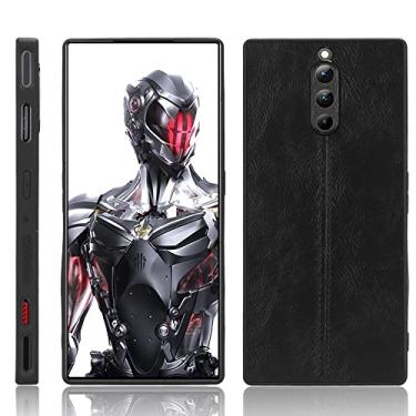 Imagem de Kukoufey Capa para ZTE Nubia Red Magic 8 Pro, capa de couro PU retrô ultrafina à prova de choque para ZTE Nubia Red Magic 8 Pro+ NX729J capa preta