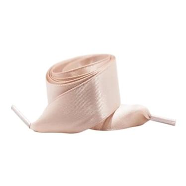 Imagem de Silk Satin Shoelaces Width Ribbon Flat Laces Women Boots Sneakers Shoelace Shoe Accessories (Color : Flesh pink, Size : 100cm)