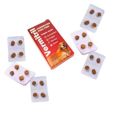 Imagem de Anti Vermes, Carrapatos, Sarnas E Pulgas - 24 Comprimidos Mastigáveis Sabor Carne. Cães de 7 a 15kg. Vermitril Tripla Ação
