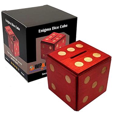 Imagem de Caixa de quebra-cabeça Enigma Dice Cube - Suporte para dinheiro e presente em um cadeado mágico de madeira com compartimento oculto cofrinho jogo de quebra-cabeças (vermelho)