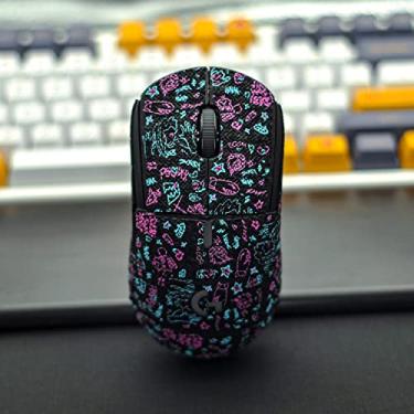 Imagem de Hokeyio Fita de aderência para mouse cobertura total para Logitech G Pro X Superlight sem mouse neon totalmente noctilucente