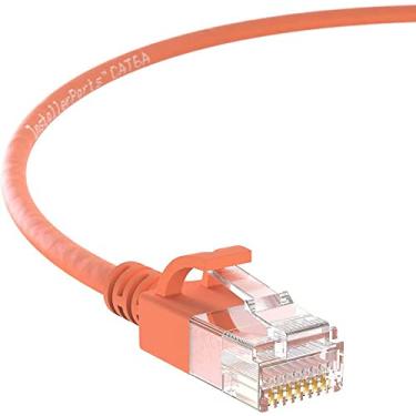 Imagem de InstallerParts Cabo Ethernet CAT6A Cabo fino UTP inicializado 1,5 FT (pacote com 10) - Laranja - Série Profissional - Cabo de rede 10Gigabit/seg/Internet de alta velocidade, 550MHZ, 28AWG