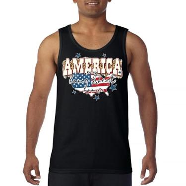 Imagem de Camiseta regata masculina America My Home Sweet Home 4th of July Stars and Stripes Pride American Dream Patriotic USA Flag, Preto, G