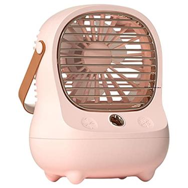 Imagem de Riloer Mini ventilador de ar, ventilador de ar portátil, ventilador de atomização atualizado, compressão fria ajustável de 3 velocidades, para homens e mulheres, viagens, casa, praia ao ar livre, rosa
