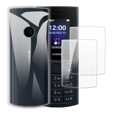 Imagem de Shantime Capa compatível com Nokia 110 4G 2023 + [2 unidades] película de vidro temperado - silicone TPU flexível macio para Nokia 110 4G 2023 (4.6 cm) (transparente)