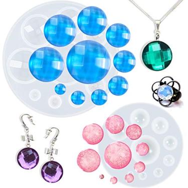 Imagem de Funshowcase Cúpula e coração Cabochon Gem Resina Silicone molde para decoração de bolo, topo de cupcake, argila de polímero, artesanato, epóxi de resina, fabricação de joias, Dome Shape, 1