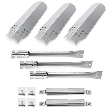 Imagem de Conjunto de três queimadores a gás, placas de calor e dois tubos cruzados de substituição para Char-Broil Classic 280 2 queimadores, 360 3 queimadores, propano líquido 405 4 queimadores, G320-0200-W1,