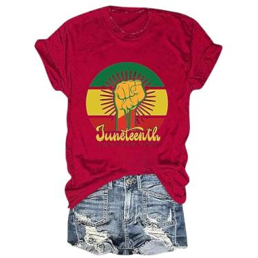 Imagem de Juneteenth Camiseta feminina Black History Emancipation Day Shirt 1865 Celebrate Freedom Tops Graphic Summer Casual, A1k-vermelho, GG