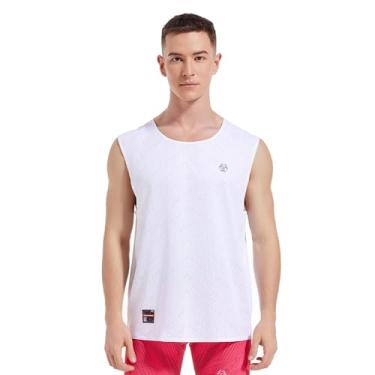 Imagem de Sanken Camiseta regata Marathon Dry Fit para treino, sem mangas, leve, para corrida, Branco, M