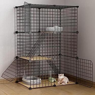 Imagem de Gaiola para gatos Casas para gatos para gatos internos Fio de metal removível faça você mesmo Cercadinho para animais de estimação Casa para gatos ao ar livre Gaiolas dobráveis ​​para gatos