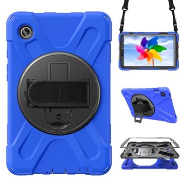 Imagem de Capa à prova de choque para Samsung Galaxy Tab A9 2023 2023 (SM-X110 SM-X115 SM-X117), capa de tablet portátil resistente com alça de suporte giratório 360 e estojo de transporte para cinto de ombro