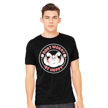 Imagem de TeeFury - Don't Worry Be Hoppy - Camiseta masculina animal, coelhinho,, Pó azul, XXG