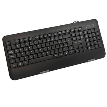 Imagem de C3Tech Teclado KB-M100BK Preto layout ABNT2 USB 12 teclas de atalho multimídia ajuste de altura estrutura anti-respingo apoio de punho integrado ao teclado ergonômico Plug and Play