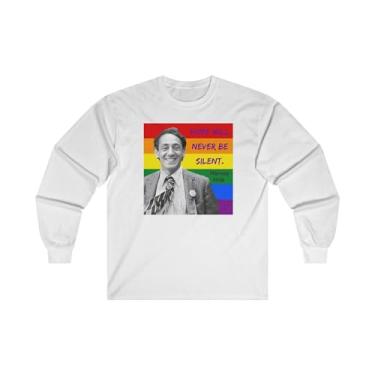 Imagem de Generic Camiseta Harvey Milk Hope Orgulho Gay Unissex Ultra Algodão Manga Longa Branca M, Branco, M