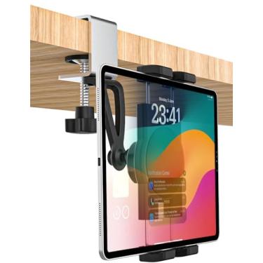 Imagem de GDZN Suporte de tablet para armário de cozinha, [braçadeira de metal em forma de C] Suporte para tablet sob armário com rotação de 360° para iPad Pro 11 12.9 Air Mini, Galaxy Tabs, Z Fold, Fire,