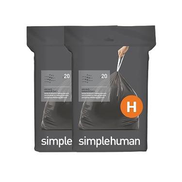 Imagem de simplehuman Code H 40 unidades, forros genuínos Odorsorb de ajuste personalizado, sacos de lixo absorventes de odor com cordão em embalagens dispensadoras, 30-35 litros/8-9 galões