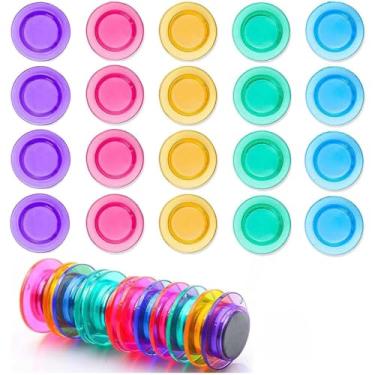 Imagem de Kit 20 Imãs Coloridos Prendedores Magnéticos Redondo Para Mural Geladeira Fotos Para Pendurar Avisos
