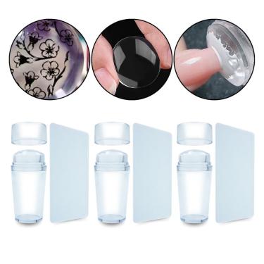 Imagem de Kit 3 Carimbos de Silicone Francesinha Unhas com Raspador