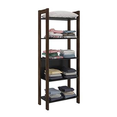 Imagem de Armário Alto Multiuso Tecno Mobili com 5 Prateleiras - Preto e Nogal