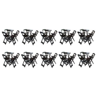 Imagem de Kit 10 Jogos de Mesa Bistrô de Madeira com 4 Cadeiras Dobravel Ideal para Bar e Restaur...