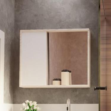 Imagem de Armario Para Banheiro Espelheira Unik Detalhe Em Mdf 77,6cm Maple Branco