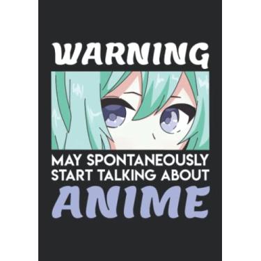 Imagem de Notizbuch A5 kariert mit Softcover Design: Warnung Ich fange spontan an über Anieme zu reden Manga: 120 karierte DIN A5 Seiten