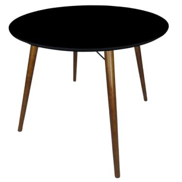 Imagem de Mesa Jantar Redonda 90cm Mdf Sala 4 Pé Palito 75cm + Suporte V (Preto)