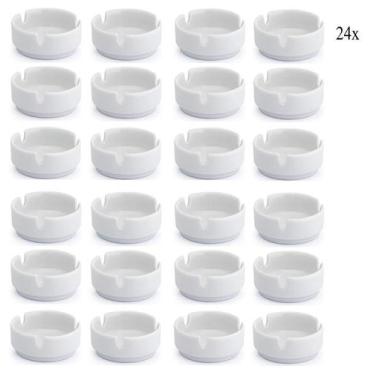Imagem de Kit 24 Cinzeiro Porcelana Branca Cinzeiros Liso Hotel - Monaliza, Bran