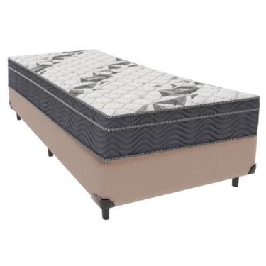 Imagem de Cama Box Solteiro Bege e Colchão Airtech 100 D33 Ortobom