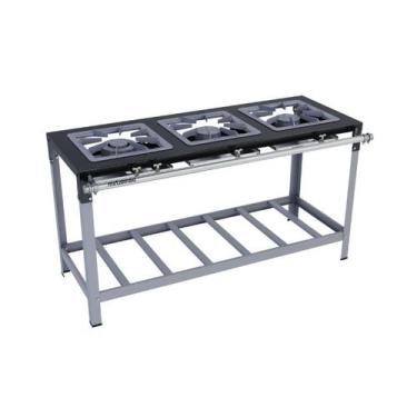 Imagem de Fogão Industrial 3 Bocas 40X40 Luxo Metalmaq, Gás de Botijão (GLP)