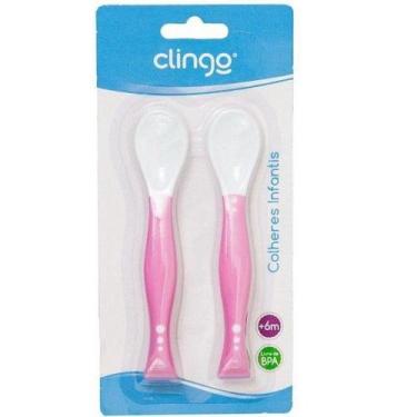 Imagem de Colher Articulavel 2 Unidades Alimentação Bebes - Clingo, Rosa