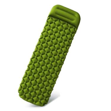 Imagem de Esteira de Acampamento, Esteira de Dormir Auto Inflável Esteira de Acampamento Com Travesseiro Bomba de pé Embutida para Caminhadas Viagem Praia Ao Ar Livre (Verde exército)