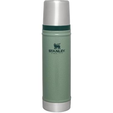 Imagem de Stanley Garrafa térmica clássica de boca larga isolada a vácuo - Hammertone Green - Garrafa térmica de aço inoxidável 18/8 sem BPA para bebidas frias e quentes - 590 ml