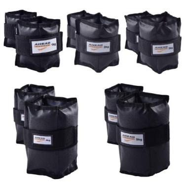 Imagem de Kit Com 5 Caneleiras Peso De 1Kg À 5Kg Ahead Sports Preta