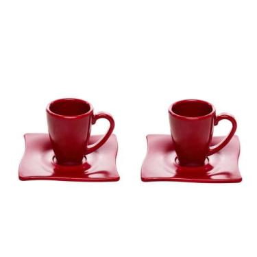 Imagem de Conjunto Xícaras Pires Elegance 80Ml Com 2Un Vermelho - Vemplast, 12, 