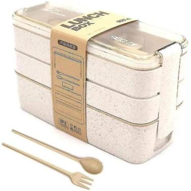 Imagem de 3 Marmitas quente/frio Fitness Lunch Box 900ml micro ondas - SWEET HOM