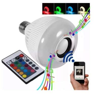 Imagem de Lampada Musical Caixa Som Bluetooth Led Rgb Com Controle - Tesla Store