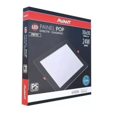 Imagem de Kit 4 Plafon Led Avant Pop Emb Quad 24w  6500k Bv Aba Preta, 100V/240V