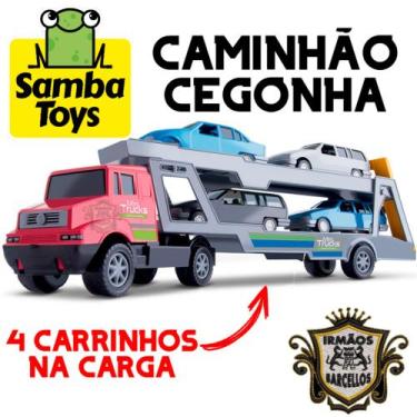 Imagem de Caminhão Cegonha Mini Truck 40CM Com 4 Carrinhos De Brinquedo Plástico