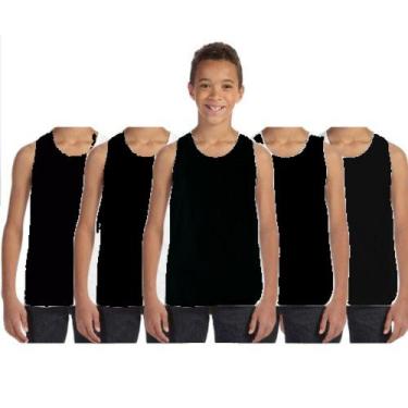 Imagem de Kit Atacado 5 Peças Camisa Regata Infantil Masculina Basica Camiseta M