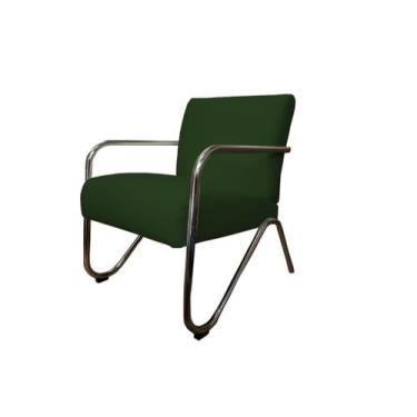 Imagem de Poltrona Decorativa Bela Suede Verde Braço Cromado Ms Decor - Mansão D
